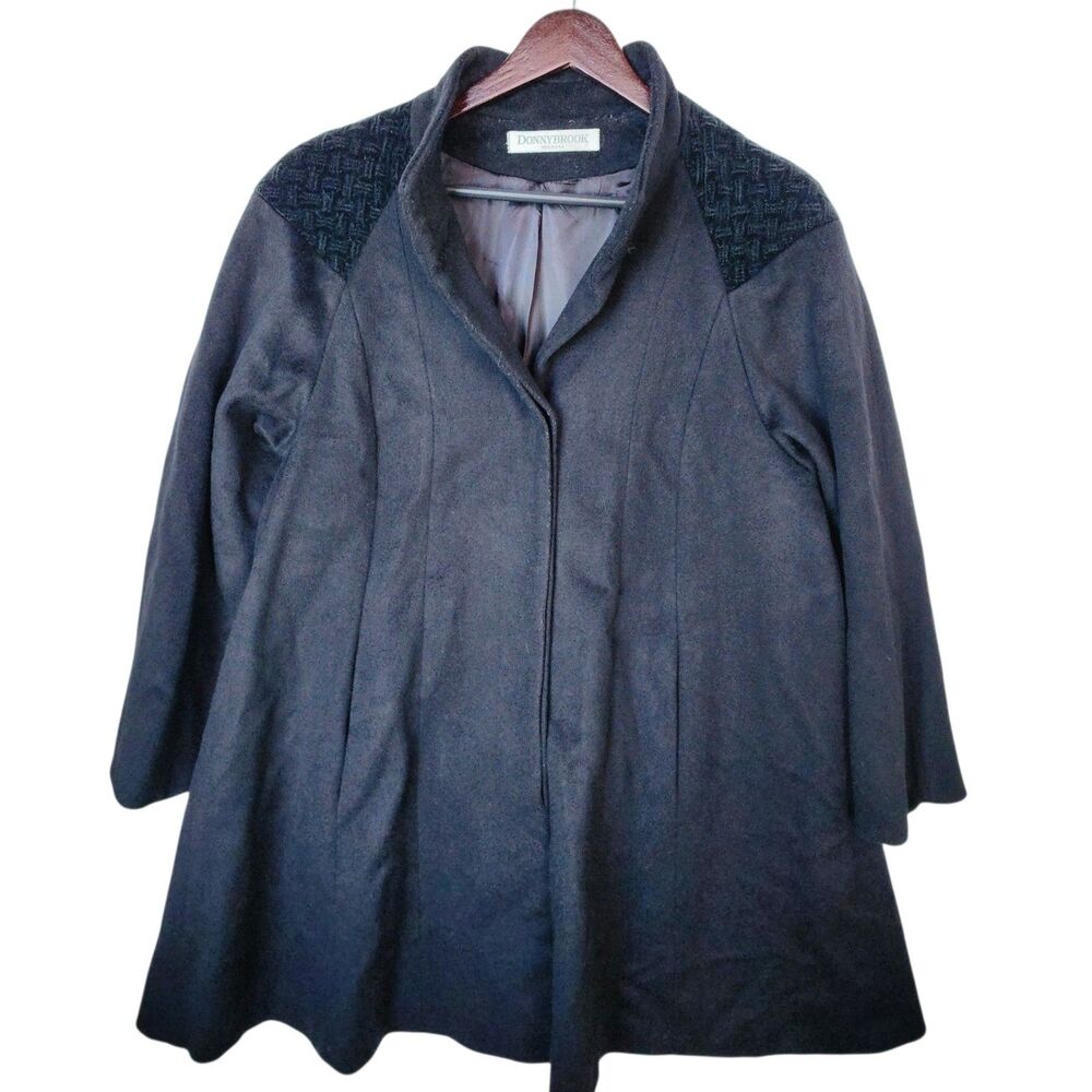 ​Vtg 50's-60's DONNYBROOK HOCKANUM Wool Blended Coat Black Grey Swing USA W L-XL